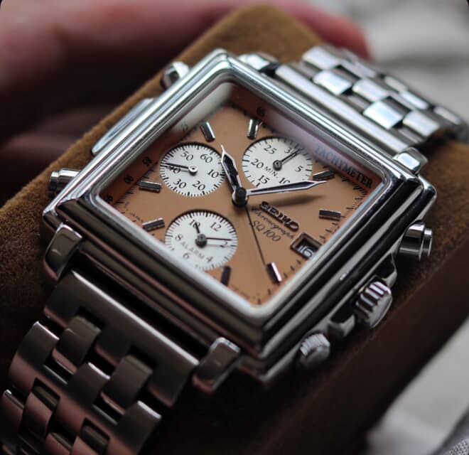 Seiko SQ100 “Monaco” Salmon Dial