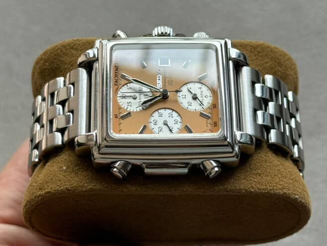 Seiko SQ100 “Monaco” Salmon Dial